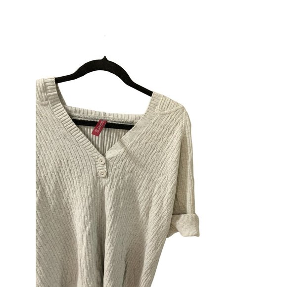 Vintage Gitano Womens Siz 18 20 Gray Cableknit hooded sweater short sleeve vNeck - Picture 3 of 4